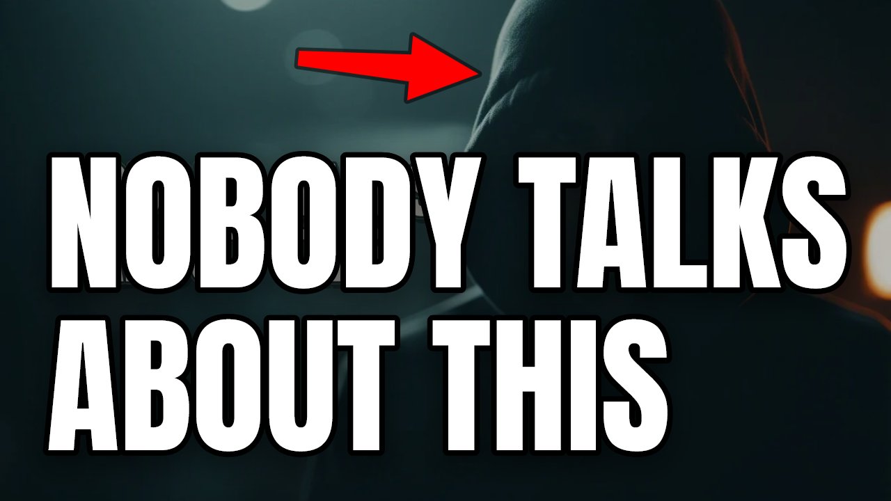 Studio-generated entertainment thumbnail — a cinematic dark figure lit by a lamp, huge condensed text 'NOBODY TALKS ABOUT THIS', a fat red arrow pointing at the figure